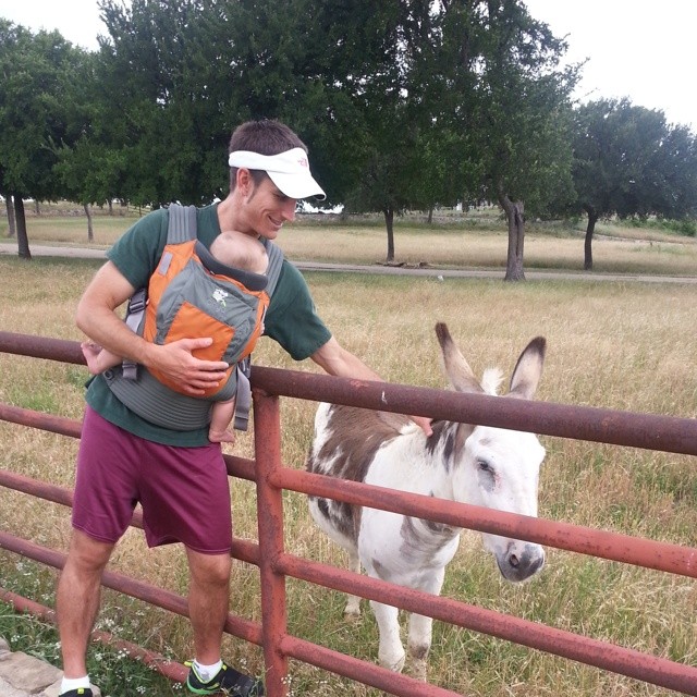 Daddy and Avery with Donkey