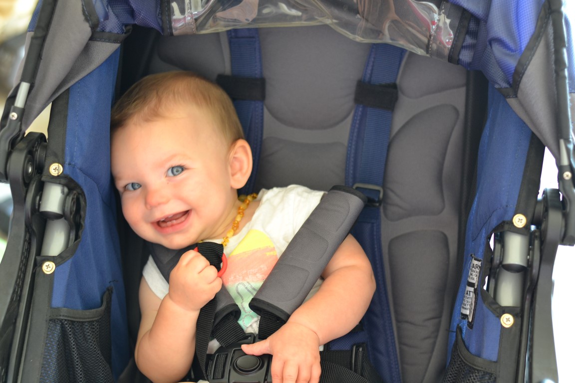 Excited about going for a run in the stroller!!