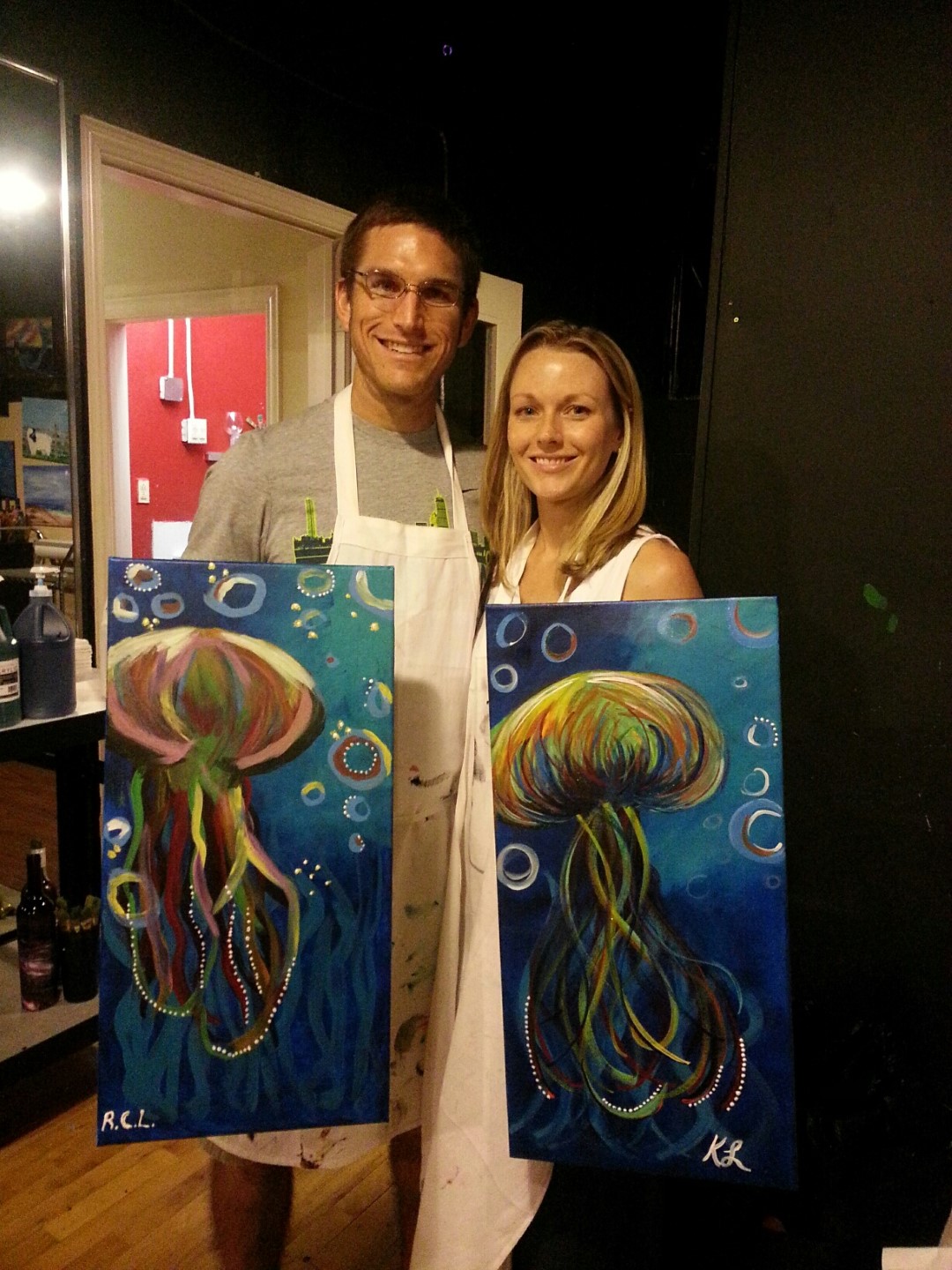 RC and Kelley_Jellyfish Paintings